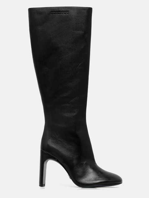 Patrizia Pepe kozaki skórzane kolor czarny na słupku 2Y0035 L048 K103 - zdjęcie produktu nr 2