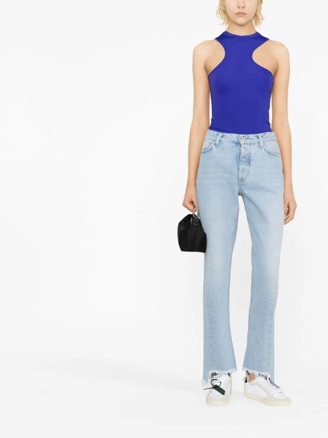 Off-White frayed-edge straight-leg jeans - Blue