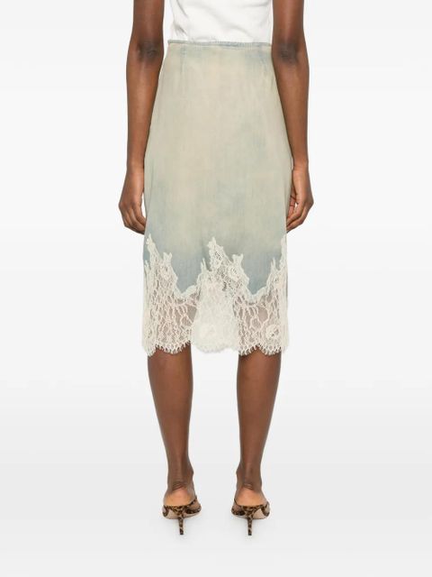 Diesel lace-trim skirt - Blue
