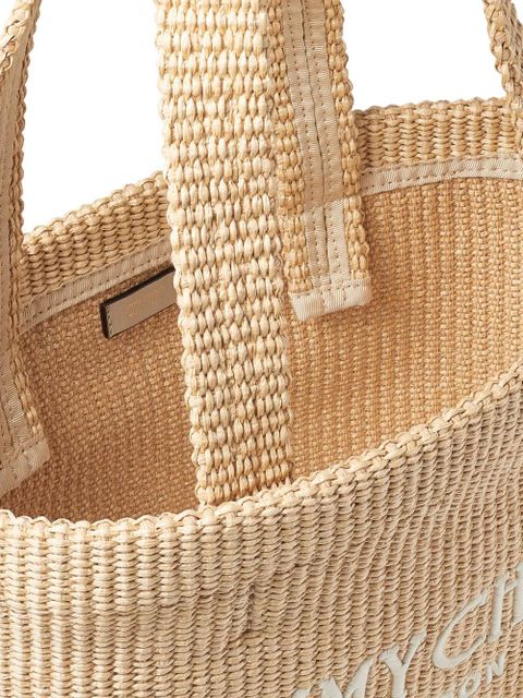 Jimmy Choo medium logo-embroidered beach bag - Neutrals