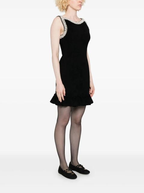 SANDRO faux-pearl embellished mini dress - Black