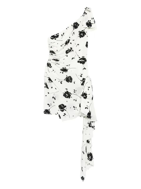 Alessandra Rich floral-print one-shoulder dress - White - zdjęcie produktu nr 1