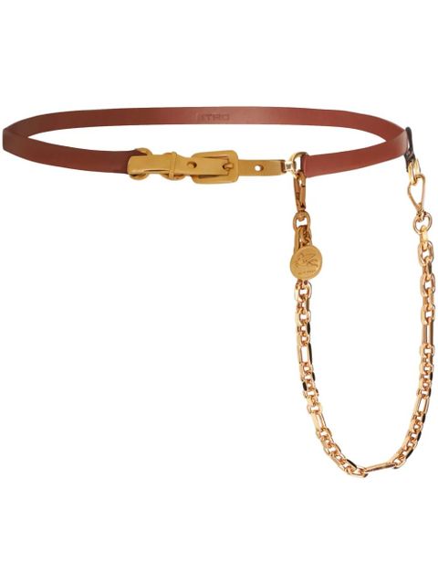 ETRO Pegaso-medallion chain leather belt - Brown - zdjęcie produktu nr 1