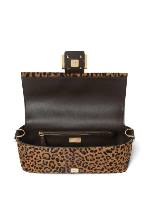 FENDI Baguette® leopard-print logo-plaque tote bag - Brown