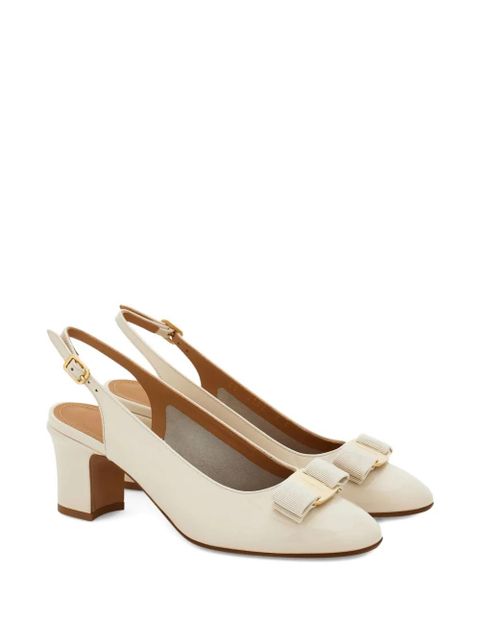 Ferragamo 50mm Vara bow-detail slingback pumps - White - zdjęcie produktu nr 2