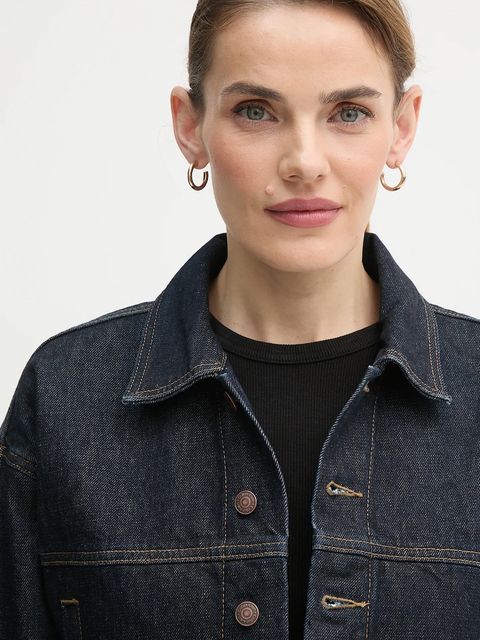 Calvin Klein Jeans kurtka jeansowa kolor granatowy przejściowa oversize LV047D700G