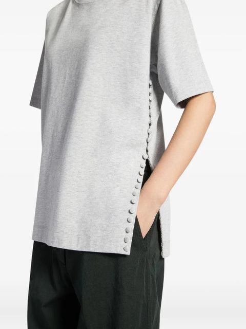 DRIES VAN NOTEN button-embellishment cotton T-shirt - Grey