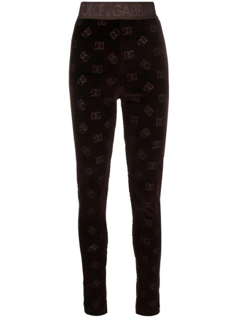 Dolce & Gabbana logo-debossed cotton leggings - Brown - zdjęcie produktu nr 1