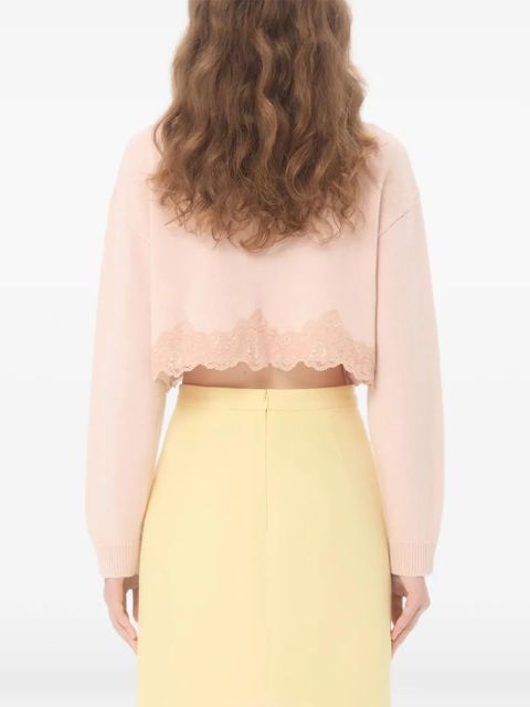 Valentino Garavani lace-trim wool cardigan - Pink