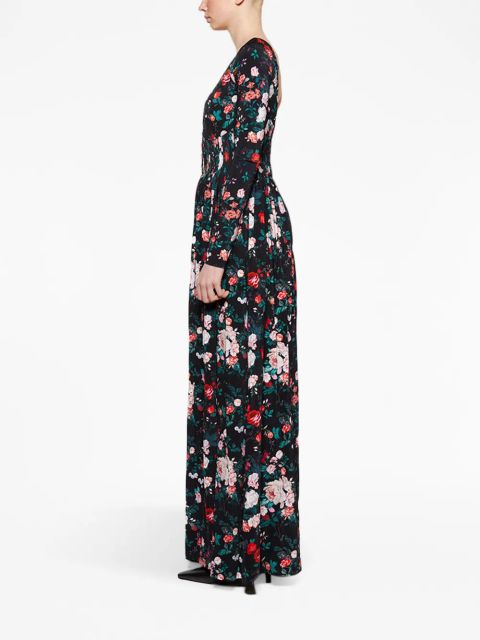 Rabanne rose-print maxi dress - Black