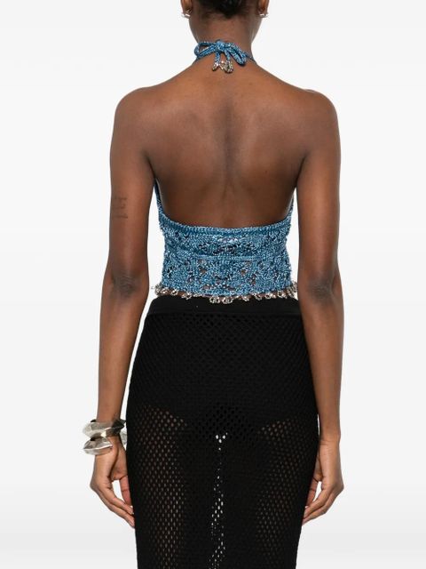 Rabanne halterneck embellished top - Blue