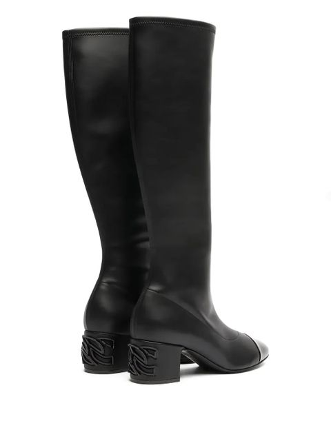 Casadei 50mm leather knee-high boots - Black