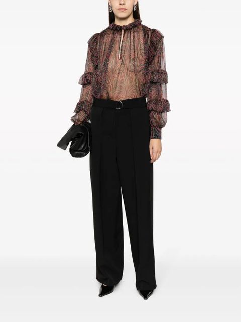ETRO ruffled paisley-print silk blouse - Blue