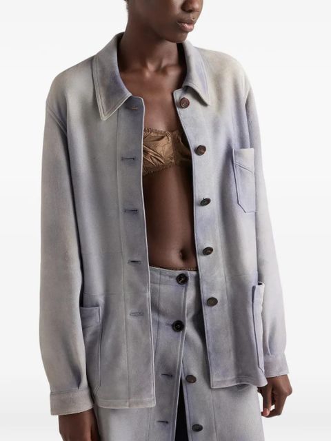 Prada suede caban jacket - Blue