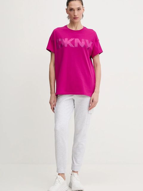 Dkny t-shirt bawełniany damski kolor różowy DP6T1534