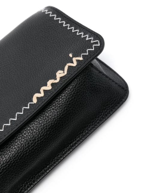 Marni logo-embroidered mini bag - Black