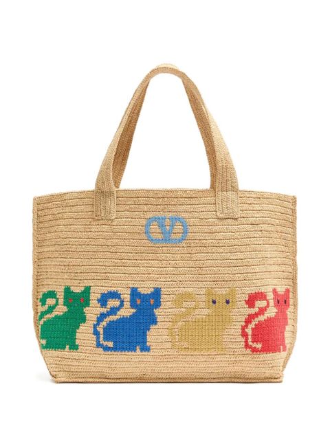 Valentino Garavani large Raffiachat tote bag - Neutrals - zdjęcie produktu nr 1