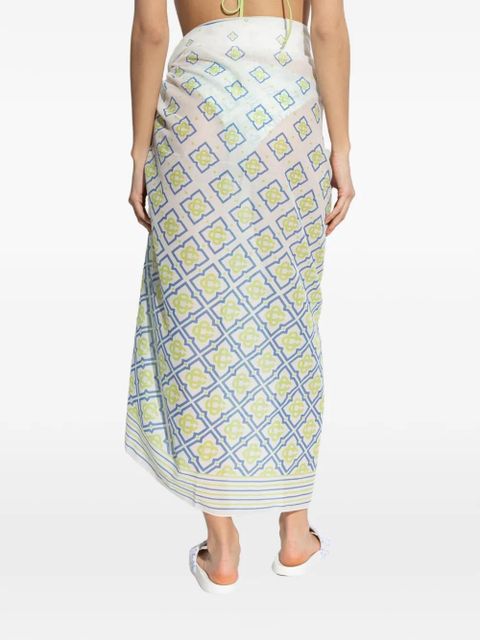 Casablanca monogram-print pareo - White