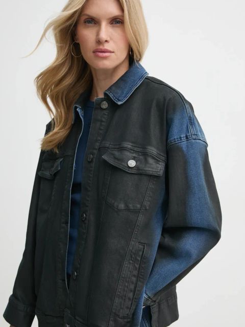 Gestuz kurtka jeansowa damska kolor czarny przejściowa 10909773