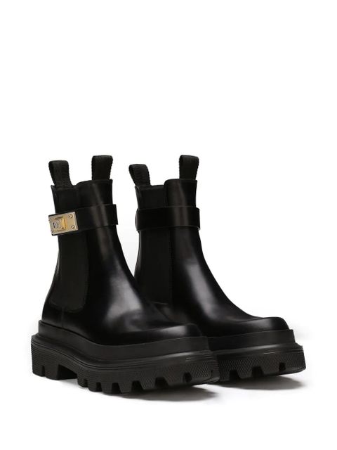 Dolce & Gabbana branded-strap leather Chelsea boots - Black - zdjęcie produktu nr 2