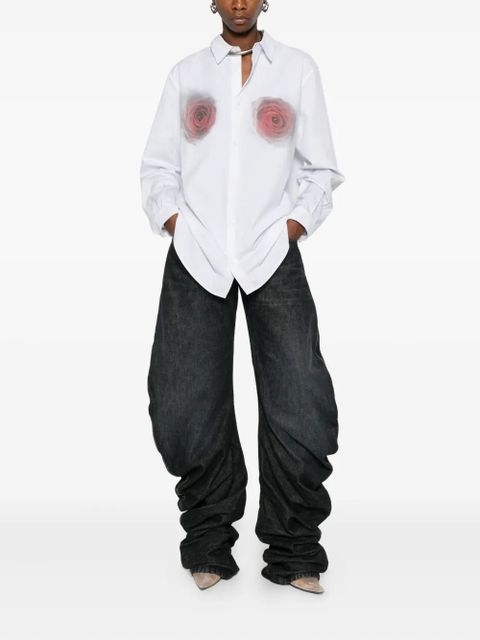 Jean Paul Gaultier rose-print shirt - WHITE