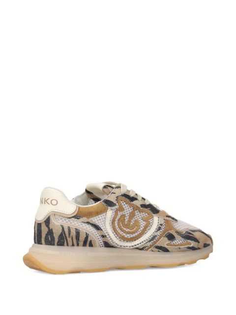 PINKO Zoe tiger-print logo sneakers - Neutrals