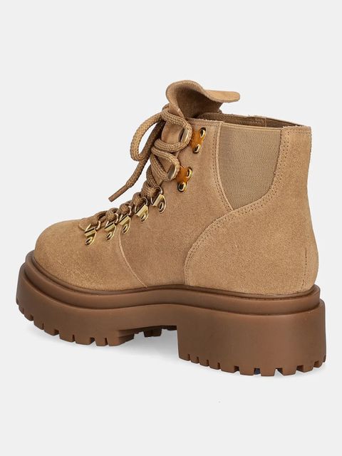 Answear.LAB botki zamszowe kolor brązowy na platformie