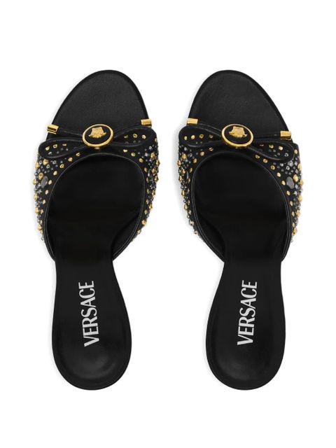 Versace 85mm La Medusa embellished leather mules - Black