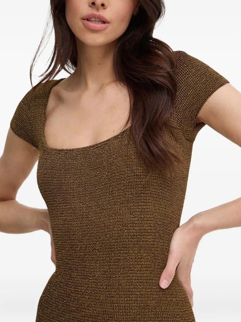 Bond-eye square-neck beach dress - Brown