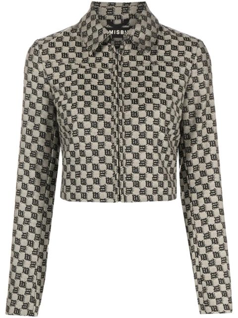 MISBHV cropped monogram-jacquard jacket - Neutrals - zdjęcie produktu nr 1