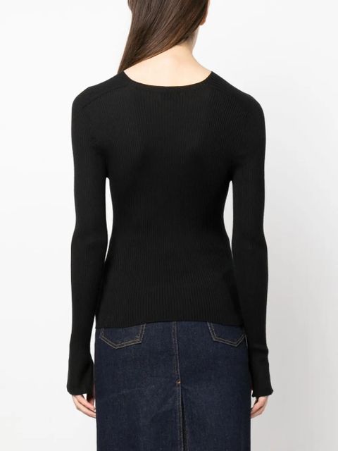 Lanvin long-sleeve ribbed-knit top - Black