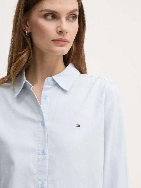 Tommy Hilfiger koszula damska kolor niebieski regular z kołnierzykiem klasycznym WW0WW44230