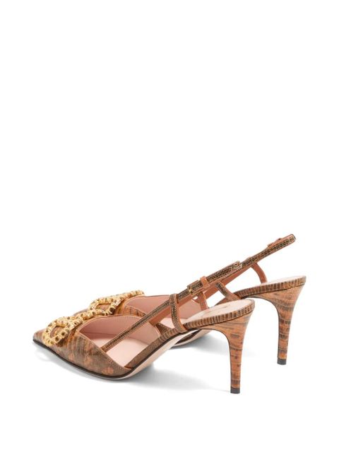 Valentino Garavani 80mm VLogo Signature slingback pumps - Brown