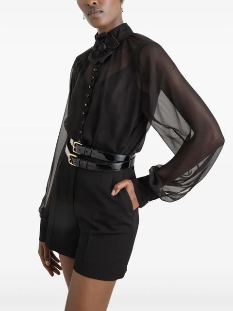 Dolce & Gabbana floral-appliqué shirt - Black