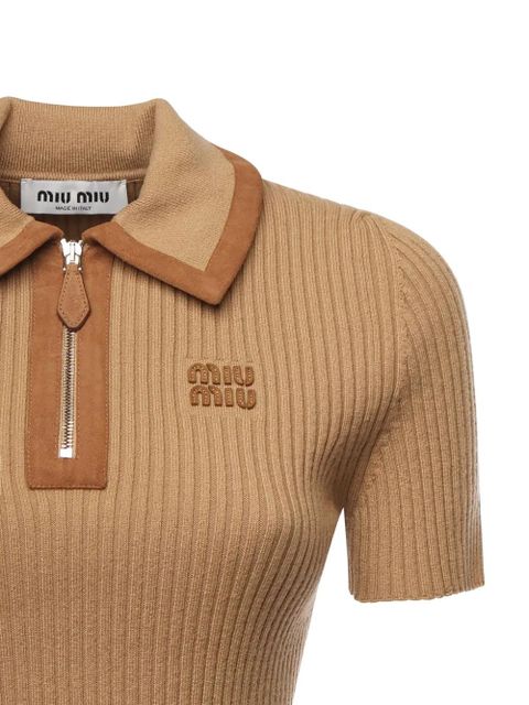 Miu Miu ribbed polo shirt - Neutrals - zdjęcie produktu nr 2