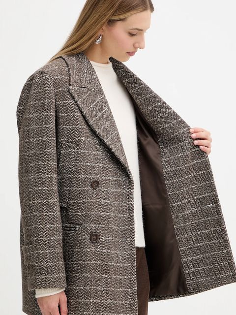 Twinset płaszcz kolor brązowy 252TT2031