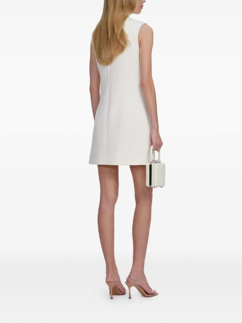 Self-Portrait button placket lace mini dress - White