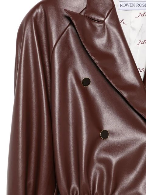 Rowen Rose VGN LEATHER SIGNATURE CROPPED TRENCHCOAT - Brown