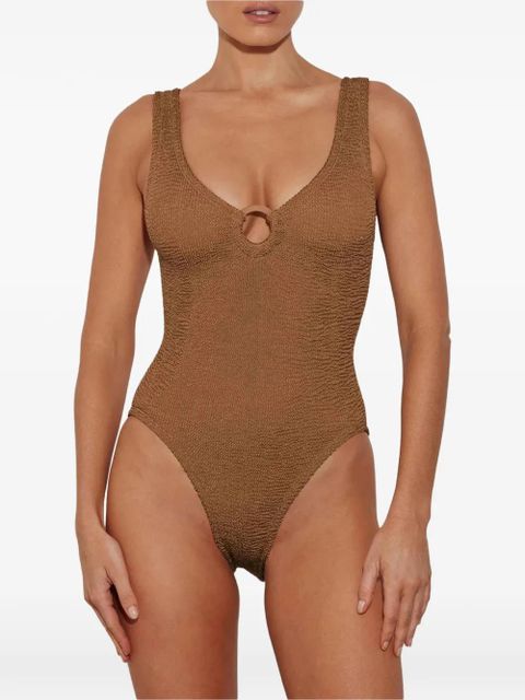 Hunza G Celine ring-detail swimsuit - Brown
