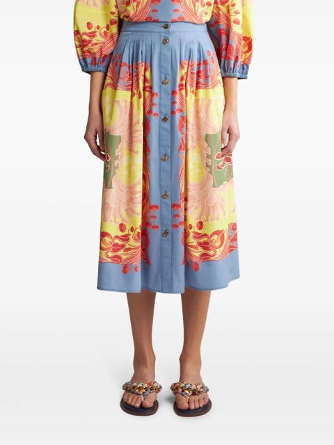 ETRO pleated button-down midi skirt - Blue - zdjęcie produktu nr 2
