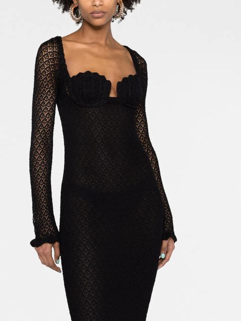 Blumarine floral-appliqué knitted top - Black