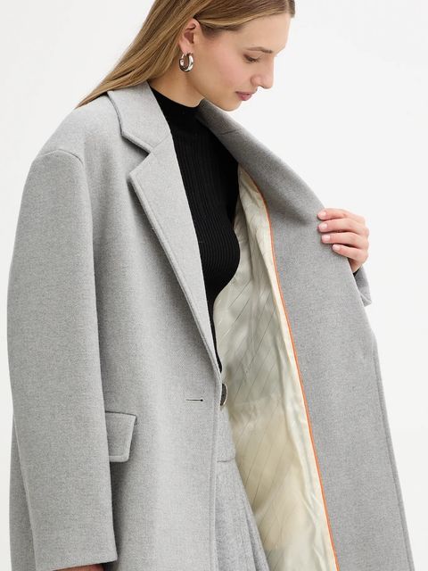 BOSS Orange płaszcz z dodatkiem wełny kolor szary 50548660