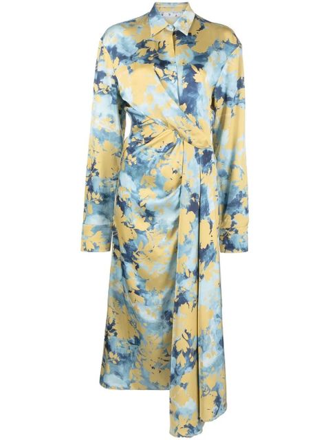 Off-White floral-print wrap shirtdress - Blue - zdjęcie produktu nr 1