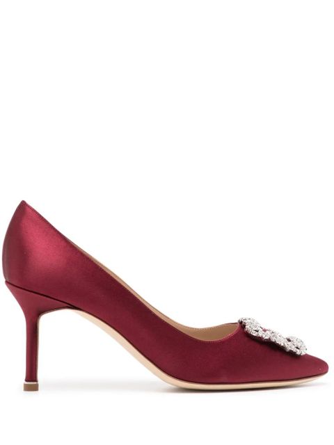 Manolo Blahnik Hangisi 70mm crystal-buckle pumps - Red - zdjęcie produktu nr 1