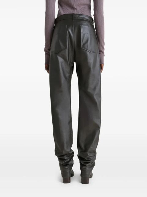 LEMAIRE Twisted five-pocket leather trousers - Black