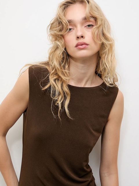 Answear.LAB sukienka kolor brązowy maxi prosta