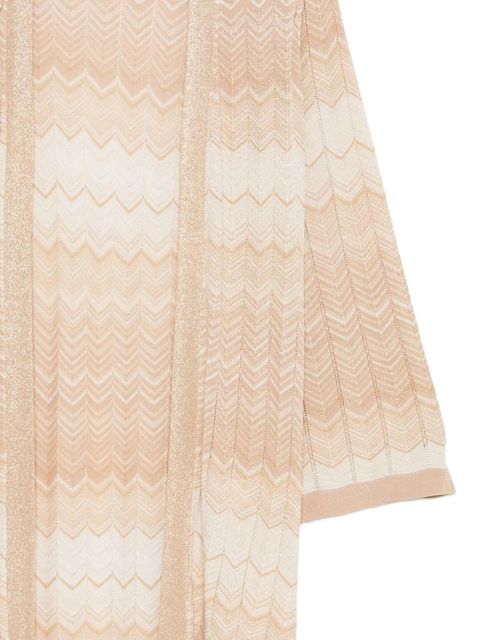 MC2 Saint Barth Tonia chevron-knit lurex-detail cardigan - Neutrals