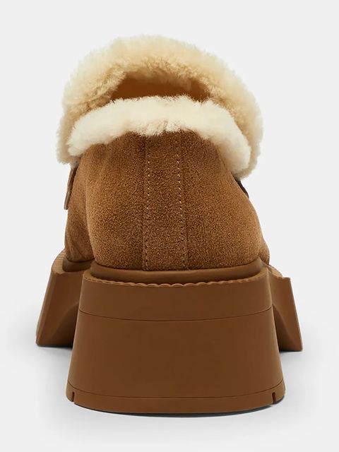 Coach mokasyny zamszowe Leah Platform damskie kolor brązowy na koturnie CCH84 - zdjęcie produktu nr 2