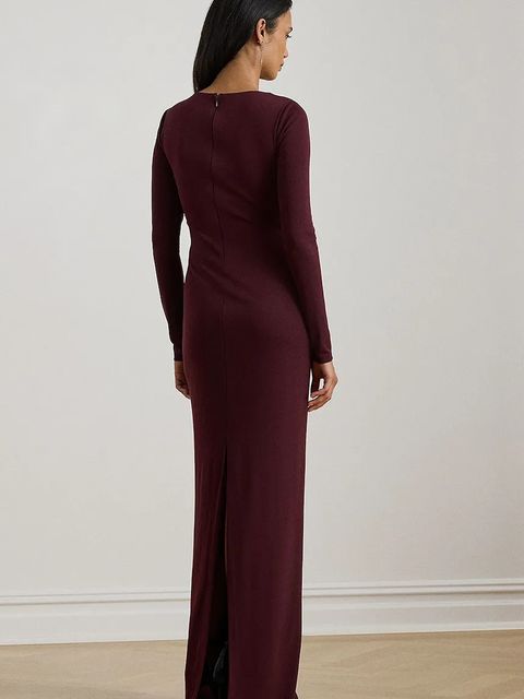 Lauren Ralph Lauren sukienka kolor bordowy maxi dopasowana 253P03589 - zdjęcie produktu nr 2