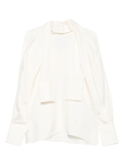 Róhe scarf-detail long-sleeved blouse - White - zdjęcie produktu nr 1